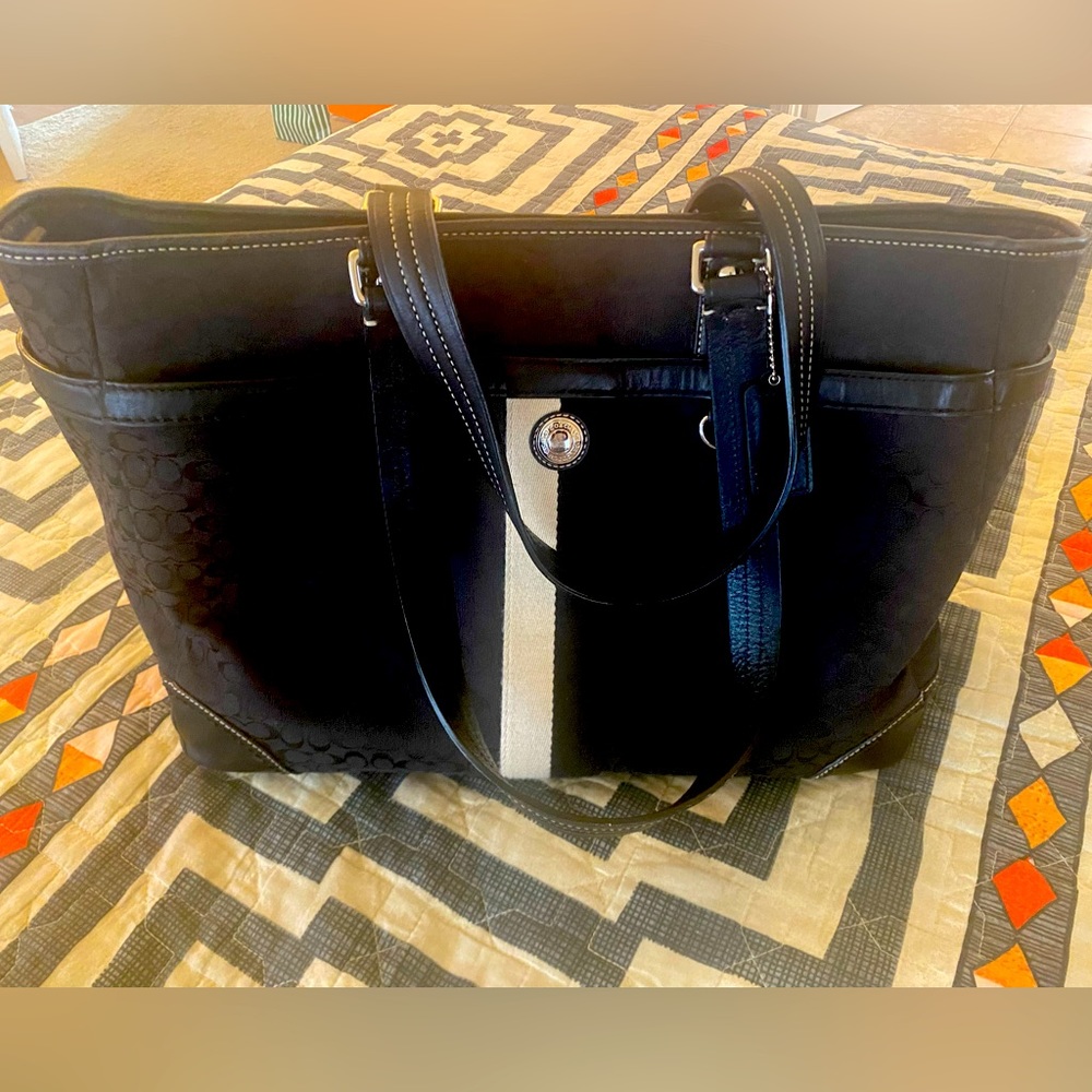 Coach Baby Bag, Black Monogram Gem